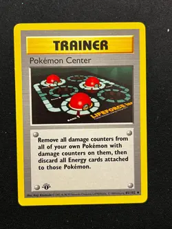 1st Edition Shadowless Pokemon Center! Base Set Trainer 85/102 - Image 1