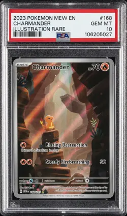 2023 POKEMON MEW EN-151 ILLUSTRATION RARE #168 CHARMANDER PSA 10 - Image 1