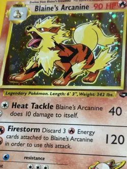 Pokemon 2000 BLAINE'S ARCANINE HOLO 1/132 Gym Challenge set Rare NM - Image 2