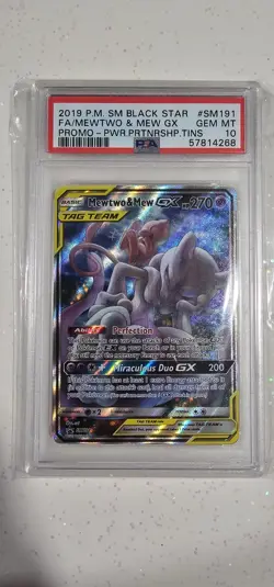 Pokemon Mewtwo & Mew GX Power Partnership SM191 PSA 10 SM Black Star Promo - Image 1
