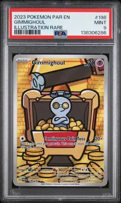 2023 Pokemon SV04 Paradox Rift Gimmighoul #198/182 IR Illustration Rare PSA 9 - Image 1