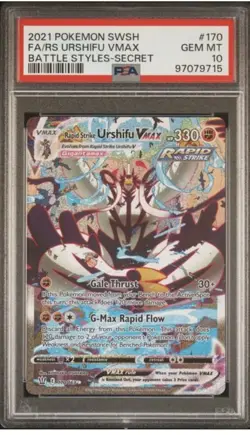 Pokemon Rapid Strike Urshifu VMAX Battle Styles Secret Rare Holo 170/163 PSA 10 - Image 1