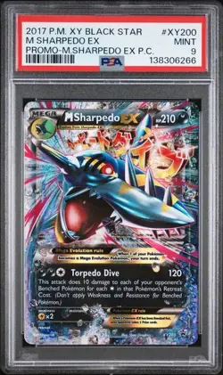 PSA 9 M Sharpedo Ex XY200 Promo-M.Sharpedo Ex P.C. Pokemon Xy Black Star Promo - Image 1