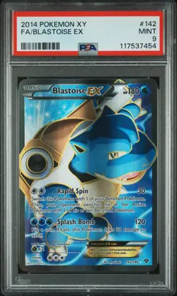 PSA 9 Blastoise EX 142/146 Full Art Pokemon XY Base Set 2014 English Mint - Image 1