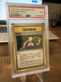 1999 Pokemon Japanese Gym 2 Trainer Giovanni Holo Rare PSA 9 Mint - Image 2