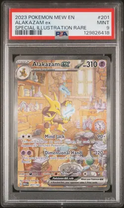 2023 POKEMON MEW EN-151 SPECIAL ILLUSTRATION RARE #201 ALAKAZAM EX PSA 9 - Image 1