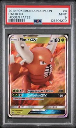 2019 POKEMON SUN & MOON HIDDEN FATES #6 PINSIR GX PSA 9 - Image 1