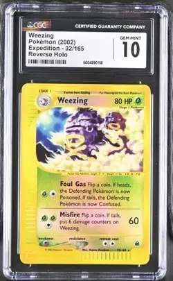 2002 POKEMON EXPEDITION WEEZING #32 REVERSE HOLO RARE CGC 10 GEM MINT - Image 1