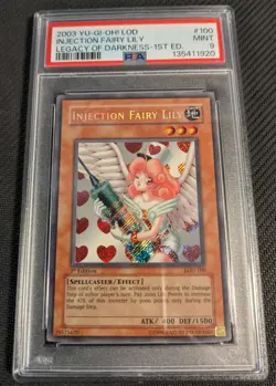 Yugioh Injection Fairy Lily LOD-100 1st Edition Secret Rare PSA 9 Mint! - Image 1