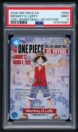 2026 One Piece EN College Basketball US Voyage #055 Monkey D Luffy PSA 9 MINT - Image 1