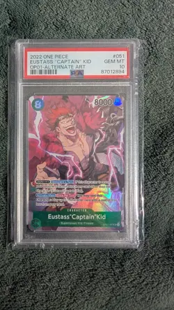 2022 ONE PIECE OP01-ROMANCE DAWN ALTERNATE ART #051 EUSTASS "CAPTAIN" KID PSA 10 - Image 1