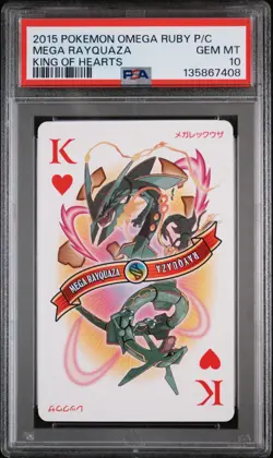 Pokemon Omega Ruby Playing Cards Mega Rayquaza King of Hearts PSA 10 Gem Mint - Image 1
