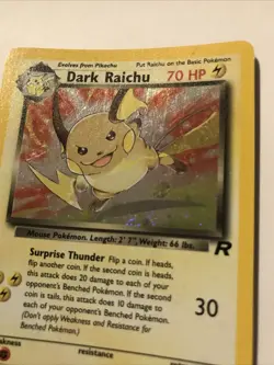Pokemon Dark Raichu Holo TCG Card 83/82 Secret Rare Swirl - Image 3