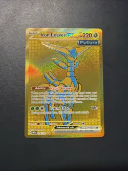 Pokemon TCG Iron Leaves EX Prismatic Evolutions Holo Card 176/131 Gold - Image 1