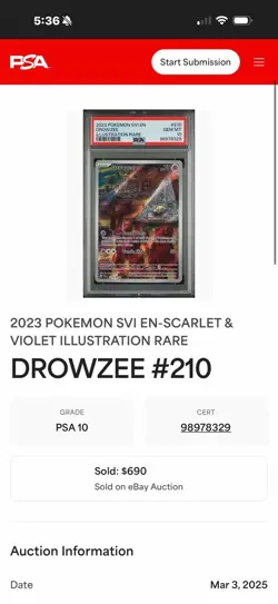 Pokemon Drowzee TCG Scarlet & Violet Base Set Holo Card 210/198 - Image 2