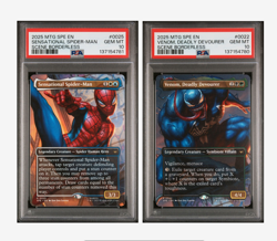 2025 MTG SPM ETERNAL 25 SPIDER-MAN + 22 VENOM SCENE BORDERLESS SEQUENTIAL PSA 10 - Image 1