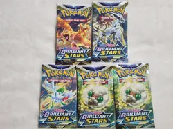 Pokemon Brilliant Stars Booster Packs - 5x New Factory Sealed Packs - Image 1