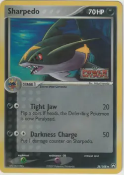 2007 Pokemon Power Keepers Sharpedo [Reverse Holo] #38/108 Stamped Amazin Cond - Image 1