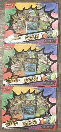LOT OF 3 Pokemon TCG Ascended Heroes First Partners Deluxe Pin Collection - Image 2