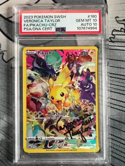 2023 Pokemon Crown zenith 160/159 Pikachu Signed Veronica Taylor PSA 10-10 Auto - Image 1