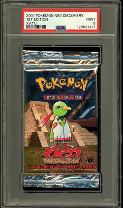 Pokemon 2001 WOTC 1st Edition Neo Discovery Xatu Sealed Booster Pack PSA 9 - Image 1