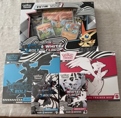 Pokemon TCG Black Bolt/White Flare ETBs, Victini box, and Booster Bundles - Image 1