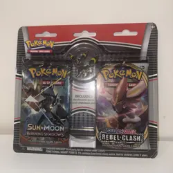 Pokemon Sun And Moon Base & Crimson Invasion 2 Pack Blister W Espeon Enamel Pin - Image 1