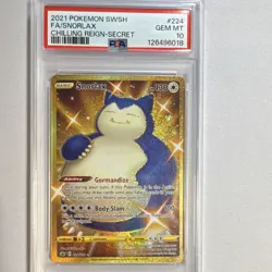 Pokemon Snorlax Sword & Shield Chilling Reign 224/198 Secret Rare Holo PSA 10 - Image 1