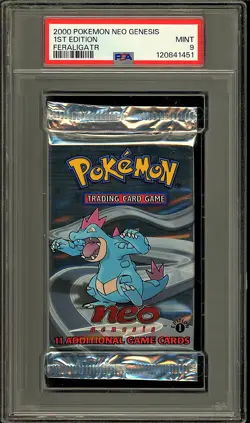 Pokemon 2000 WOTC 1st Edition Neo Genesis Feraligatr Sealed Booster Pack PSA 9 - Image 1