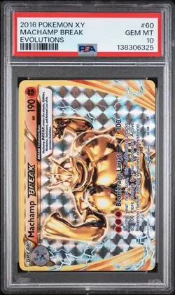 2016 POKEMON XY EVOLUTIONS #60 MACHAMP BREAK PSA 10 - Image 1