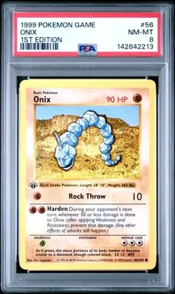 Onix 56/102 - Pokemon Base Set Shadowless 1st Edition - PSA 8 - Image 1