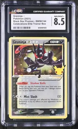 Greninja Gold Star *CGC 8.5* SWIRL Holo *Celebrations ETB* #144 *2021* Pokemon - Image 1