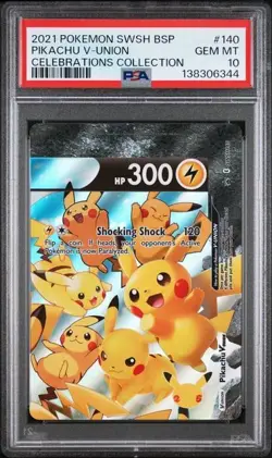 2021 Pokemon SWSH Black Star Promo Pikachu V-Union Celebrations #140 PSA 10 - Image 1