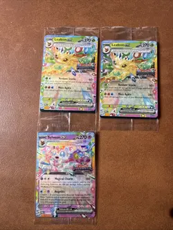 Pokemon TCG Lot of 3 Prismatic Evolution Stamped Promos Leafeon Sylveon Sealed - Image 1