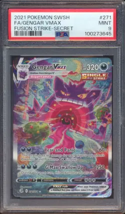 2021 POKEMON FUSION STRIKE GENGAR VMAX FULL ART #271 SECRET RARE PSA 9! - Image 1