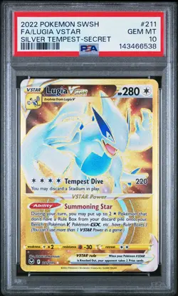 2022 POKEMON SWORD & SHIELD SILVER TEMPEST SECRET FULL ART/LUGIA VSTAR PSA 10 - Image 1