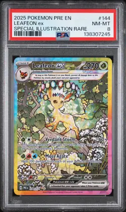 2025 POKEMON PRE EN-PRISMATIC EVOLUTIONS #144 LEAFEON EX PSA 8 - Image 1