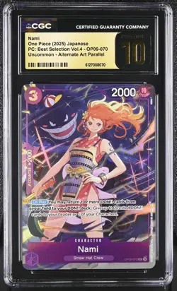 One Piece English Vol 4 PC Nami Alt Art CGC Pristine 10 BLACK LABEL OP09-070 - Image 1