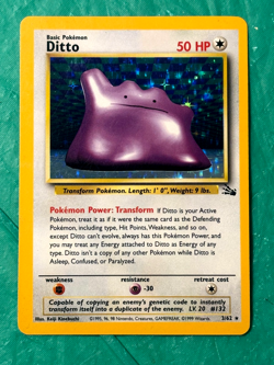 Ditto 3/62 Unlimited Holo Rare Fossil Pokemon Card - MP Card - Image 1