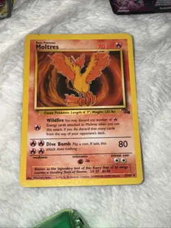 Moltres Pokemon trading card from the 1999 Fossil Set - Image 1