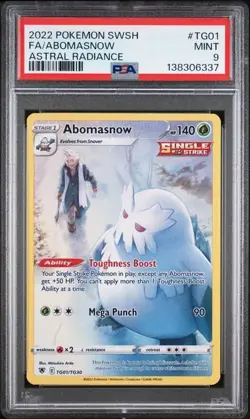 2022 POKEMON SWORD & SHIELD ASTRAL RADIANCE #TG01 FULL ART/ABOMASNOW PSA 9 - Image 1