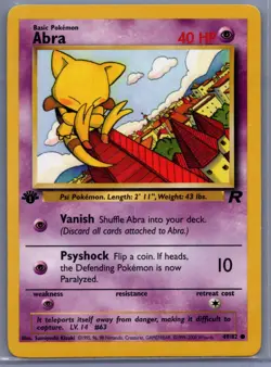 Abra - 49/82 - 1st Edition Team Rocket Set - Pokemon Card - LP - WOTC - TCG - Image 1