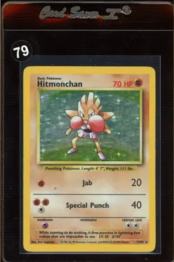 Pokemon TCG Hitmonchan Shadowless Base Set 7/102 Holo Rare - Image 1