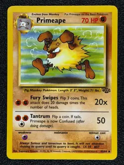 Primeape 43/64 Base Set Series Jungle UNCOMMON Stage 1 POKEMON CARD 1999 - NM - Image 1