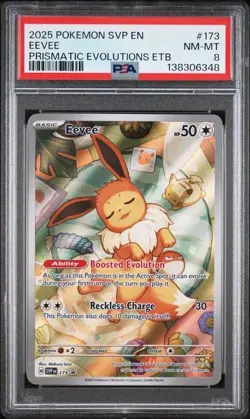 2025 Pokemon SVP EN-SV Black Star Promo #173 Eevee PSA 8 - Image 1