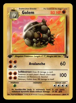 Golem 36/62 Uncommon Fossil 1st Edition WOTC Pokemon NM - Image 1