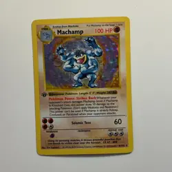 Pokemon MACHAMP 1st Edition HOLO and SHADOWLESS 8/102 RARE Vintage 1999 Base Set - Image 1