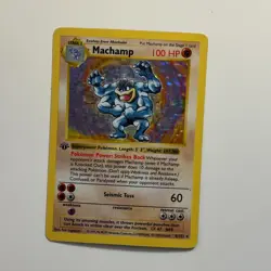Pokemon MACHAMP 1st Edition HOLO and SHADOWLESS 8/102 RARE Vintage 1999 Base Set - Image 3