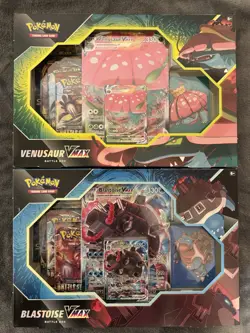 Pokemon TCG Blastoise and Venusaur VMAX Battle Box Set of 2 New and Sealed - Image 1