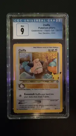 ✨ CGC 9 Cleffa 20/111 Classic Collection Celebrations Neo Genesis Holo Pokemon - Image 1